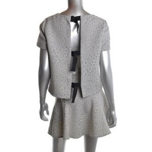 TIBI Gray Two Piece Skirt Set Top